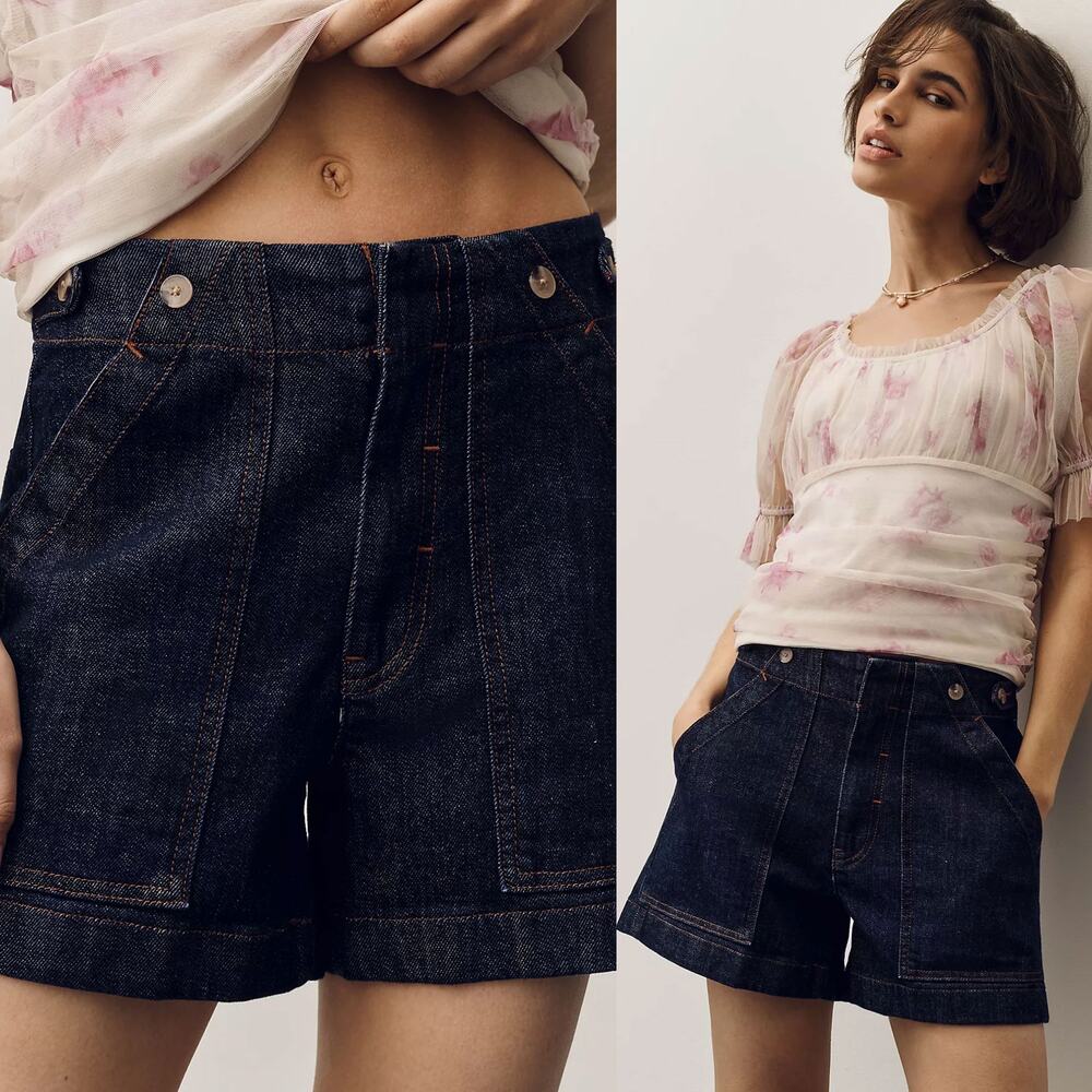 Anthropologie Dark Indigo Denim Jean Shorts